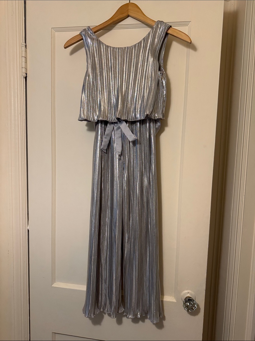 Kensie Girl Girls' silver Pleated Jumpsuit Dress with Sash